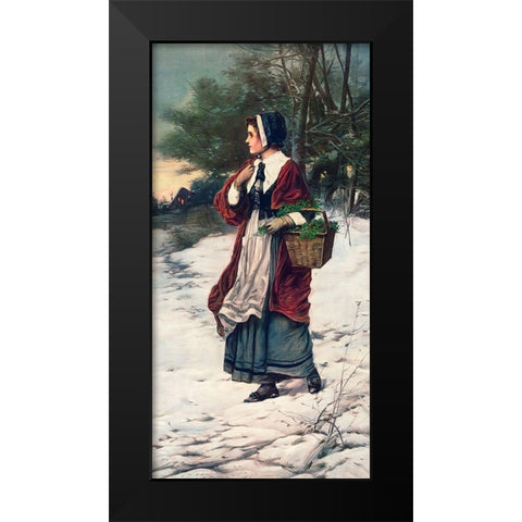 Christmas Morning Black Modern Wood Framed Art Print by American Lithographic Co