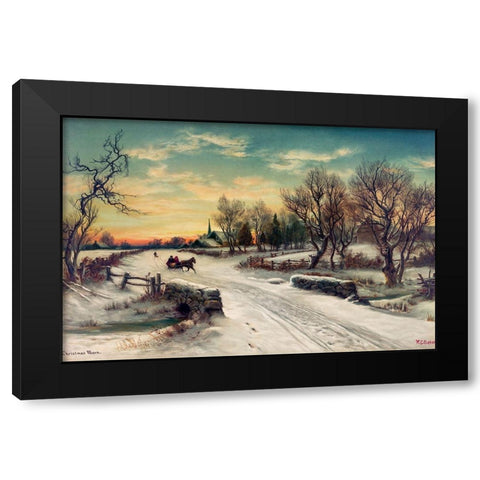 Christmas MornÂ  Black Modern Wood Framed Art Print with Double Matting by Bauer, W. C.