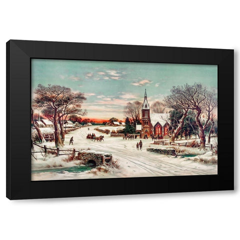 Christmas Eve Black Modern Wood Framed Art Print by Hoover & Son
