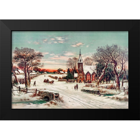 Christmas Eve Black Modern Wood Framed Art Print by Hoover & Son