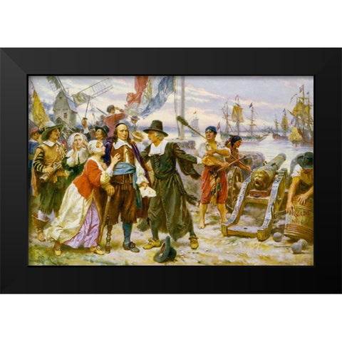 The Fall of New Amsterdam Black Modern Wood Framed Art Print by Ferris, Jean Leon Gerome