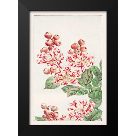 Sarusubi blossoms Black Modern Wood Framed Art Print by Morikaga, Megata