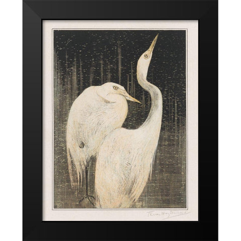 Two egrets Black Modern Wood Framed Art Print by Hoytema, Theo van