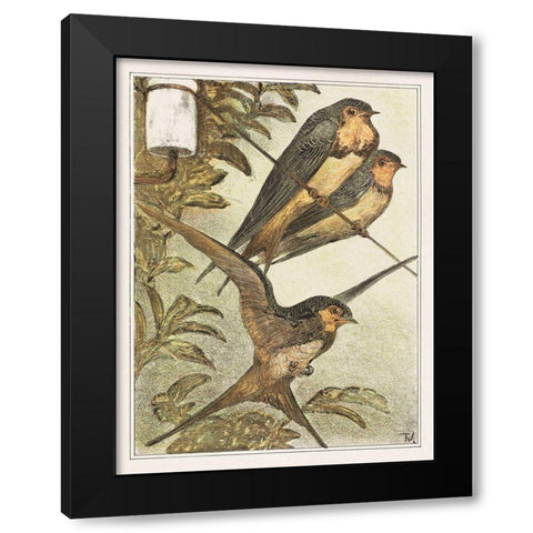 Three swallows Black Modern Wood Framed Art Print by Hoytema, Theo van