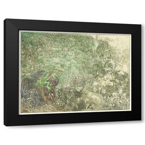 Lizard on a stone Black Modern Wood Framed Art Print with Double Matting by Hoytema, Theo van