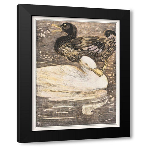Two ducks Black Modern Wood Framed Art Print with Double Matting by Hoytema, Theo van