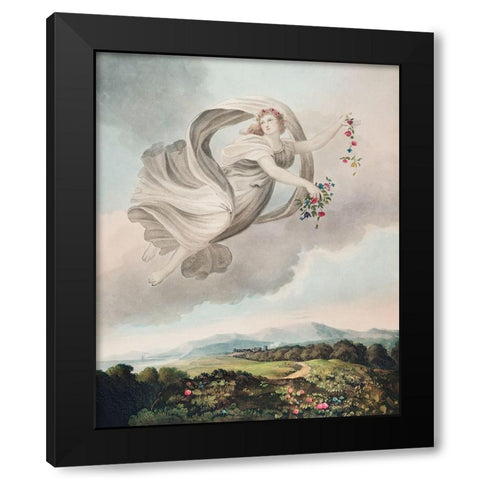 Flora Dispensing Her Favours on the Earth from The Temple of Flora Black Modern Wood Framed Art Print with Double Matting by Thornton, Robert John