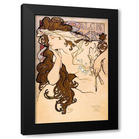 Salon des Cent poster Black Modern Wood Framed Art Print with Double Matting by Mucha, Alphonse