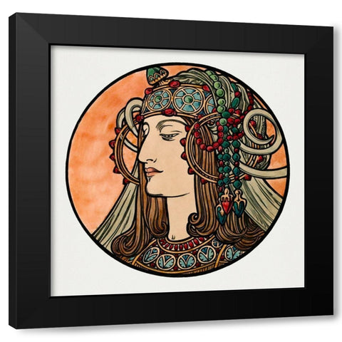 Stained glass window for the facade of the Fouquet boutique Black Modern Wood Framed Art Print with Double Matting by Mucha, Alphonse