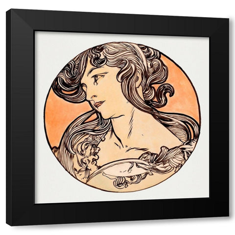Stained glass window for the facade of the Fouquet boutique Black Modern Wood Framed Art Print with Double Matting by Mucha, Alphonse