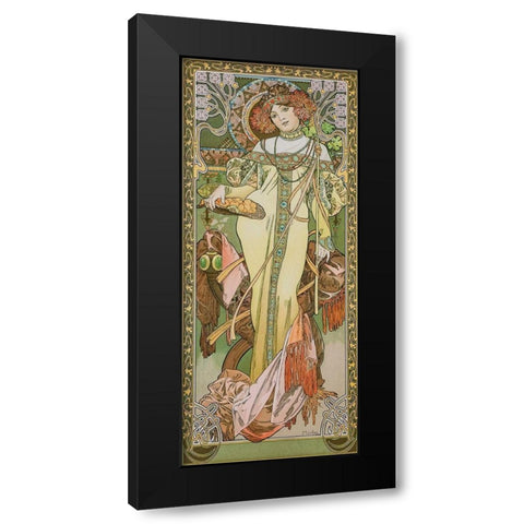 Autumn Black Modern Wood Framed Art Print by Mucha, Alphonse