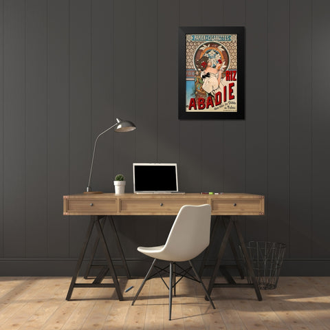 Advertising Poster Riz Abadie-Cigarette Rolling Paper Black Modern Wood Framed Art Print by Mucha, Alphonse