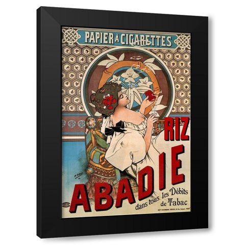 Advertising Poster Riz Abadie-Cigarette Rolling Paper Black Modern Wood Framed Art Print with Double Matting by Mucha, Alphonse