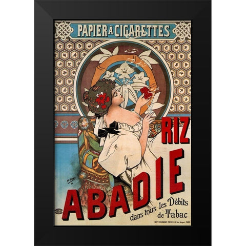 Advertising Poster Riz Abadie-Cigarette Rolling Paper Black Modern Wood Framed Art Print by Mucha, Alphonse
