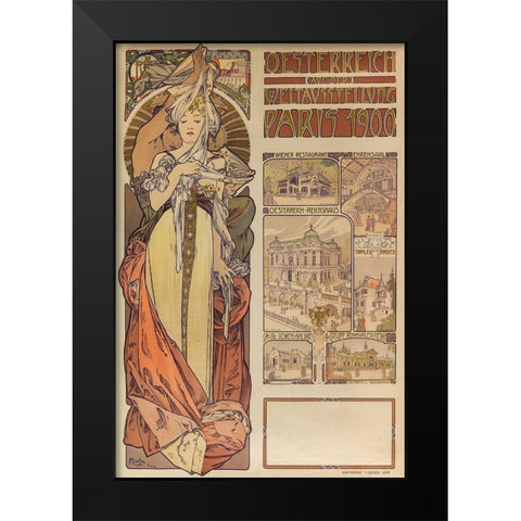 Poster Austria at the World Exhibition Paris 1900 Black Modern Wood Framed Art Print by Mucha, Alphonse