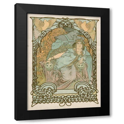 Ilsee-Princesse de Tripoli Black Modern Wood Framed Art Print by Mucha, Alphonse