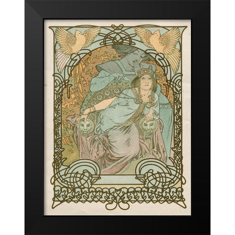 Ilsee-Princesse de Tripoli Black Modern Wood Framed Art Print by Mucha, Alphonse