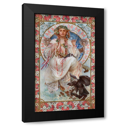 Josephine Crane Bradley as Slavia Black Modern Wood Framed Art Print with Double Matting by Mucha, Alphonse