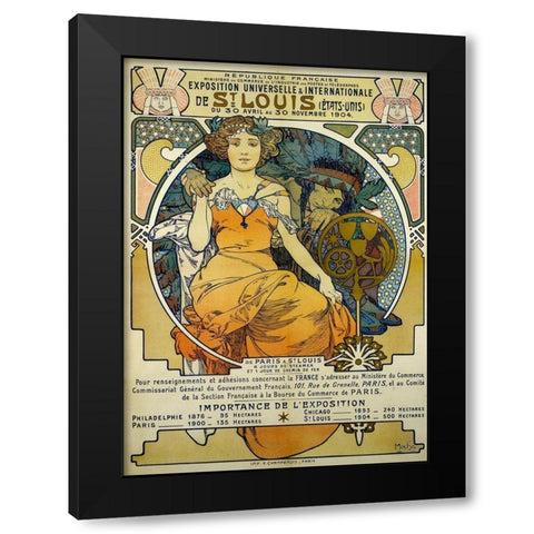 Exposition Universelles et Internationale de St. Louis Black Modern Wood Framed Art Print with Double Matting by Mucha, Alphonse