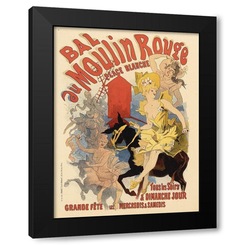 Bal au Moulin Rouge Black Modern Wood Framed Art Print with Double Matting by Cheret, Jules
