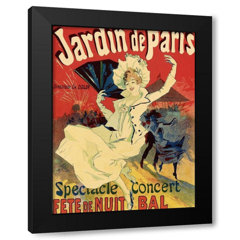 Jardins de Paris Black Modern Wood Framed Art Print by Cheret, Jules