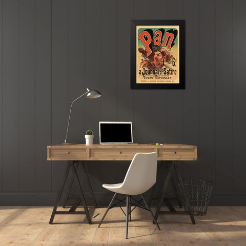Pan Black Modern Wood Framed Art Print by Cheret, Jules