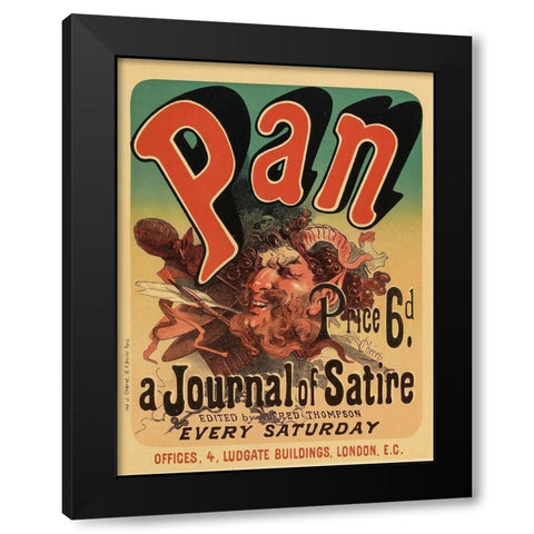 Pan Black Modern Wood Framed Art Print with Double Matting by Cheret, Jules