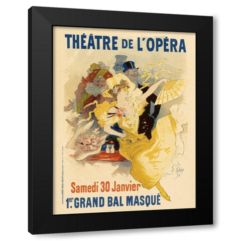 Theatre de LOpera 30th Janvier Black Modern Wood Framed Art Print with Double Matting by Cheret, Jules