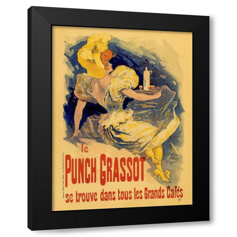 Le Punch Grassot Black Modern Wood Framed Art Print by Cheret, Jules