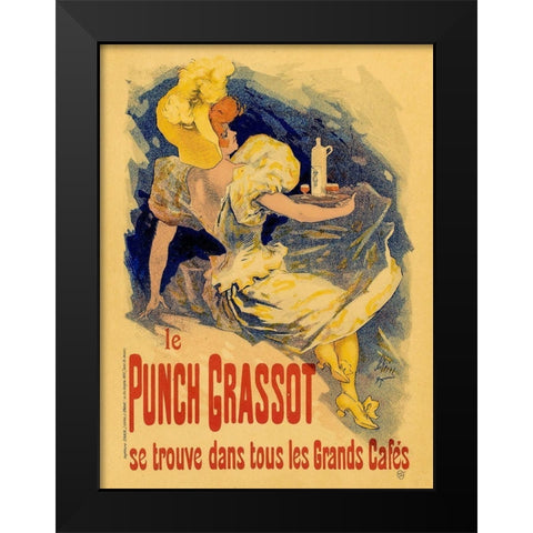 Le Punch Grassot Black Modern Wood Framed Art Print by Cheret, Jules