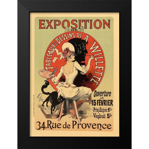 Exposition Willette Black Modern Wood Framed Art Print by Cheret, Jules