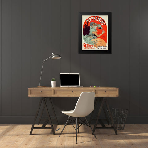 Pippermint Black Modern Wood Framed Art Print by Cheret, Jules