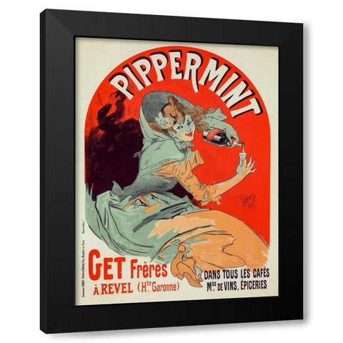 Pippermint Black Modern Wood Framed Art Print by Cheret, Jules