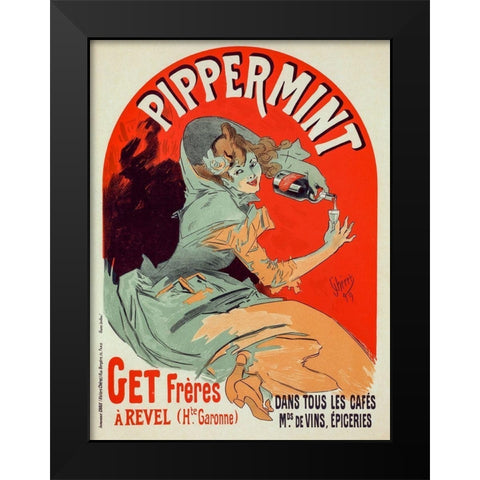 Pippermint Black Modern Wood Framed Art Print by Cheret, Jules