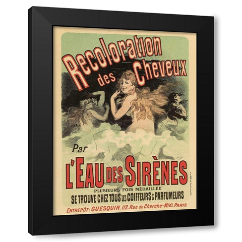 Recoloration de Cheveux Black Modern Wood Framed Art Print with Double Matting by Cheret, Jules