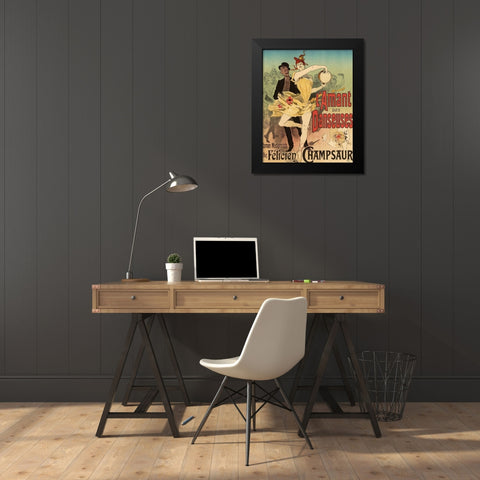 LAmant des Danseuses Black Modern Wood Framed Art Print by Cheret, Jules