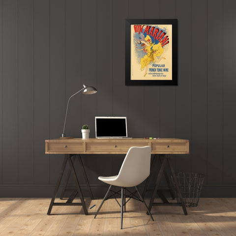 Vin Mariani Black Modern Wood Framed Art Print by Cheret, Jules
