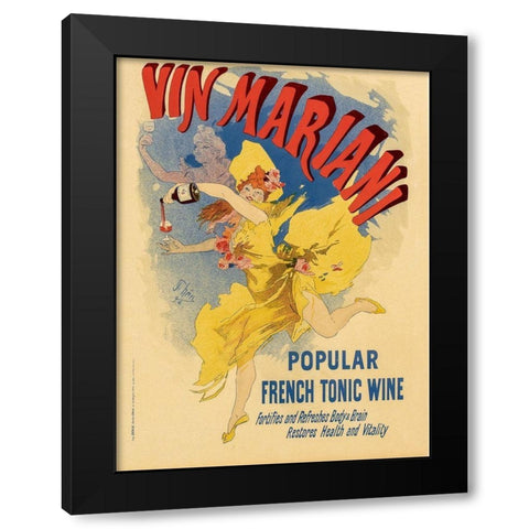 Vin Mariani Black Modern Wood Framed Art Print by Cheret, Jules