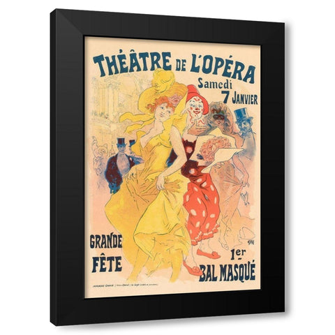 Theatre de LOpera 7th Janvier Black Modern Wood Framed Art Print with Double Matting by Cheret, Jules