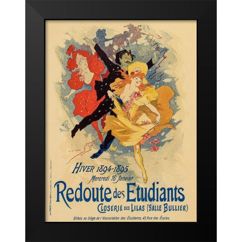 Redoute des Etudiantes Black Modern Wood Framed Art Print by Cheret, Jules