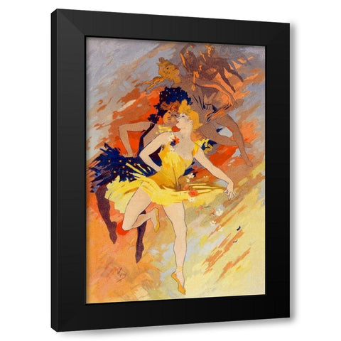 La Danse Black Modern Wood Framed Art Print with Double Matting by Cheret, Jules