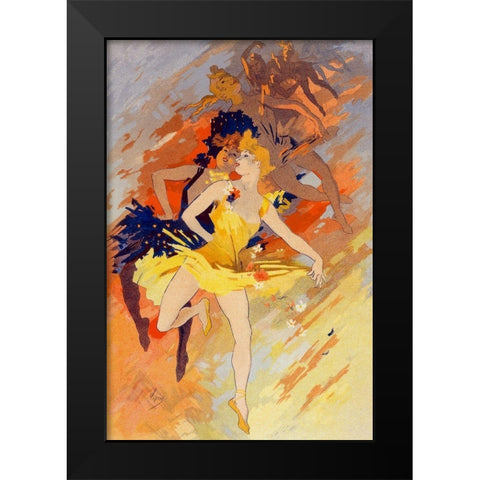 La Danse Black Modern Wood Framed Art Print by Cheret, Jules