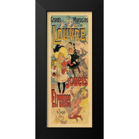 Grands Magasins de Louvre Black Modern Wood Framed Art Print by Cheret, Jules