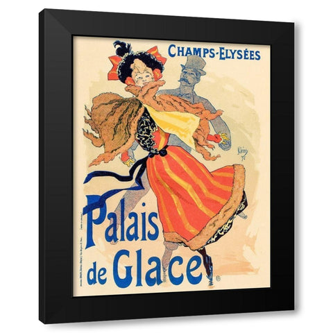 Palais de Glace 1895 Black Modern Wood Framed Art Print with Double Matting by Cheret, Jules