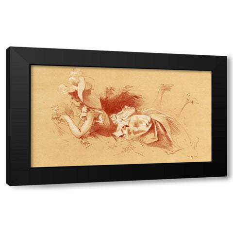 Dessin originel 1895 Black Modern Wood Framed Art Print with Double Matting by Cheret, Jules