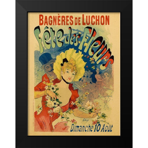 Fete des Fleurs Black Modern Wood Framed Art Print by Cheret, Jules