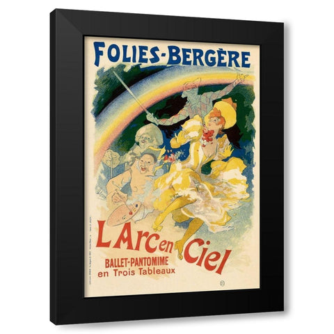 Folie Bergere Larc en Ciel Black Modern Wood Framed Art Print by Cheret, Jules