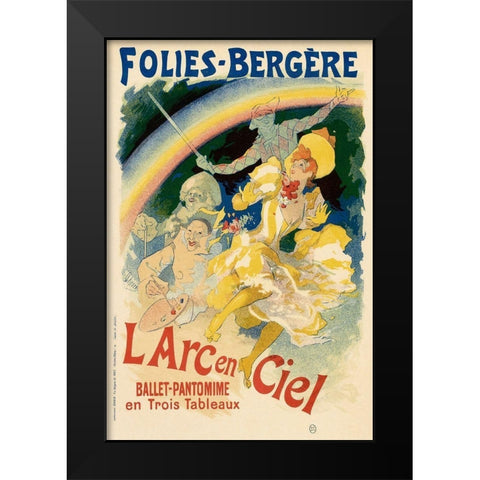 Folie Bergere Larc en Ciel Black Modern Wood Framed Art Print by Cheret, Jules