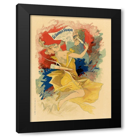 Le Courrier Francais Black Modern Wood Framed Art Print with Double Matting by Cheret, Jules