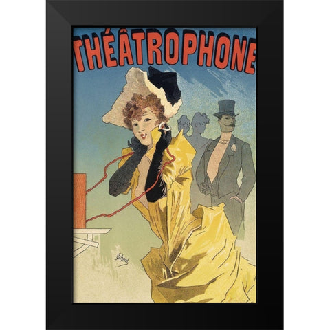 Theatrophone Black Modern Wood Framed Art Print by Cheret, Jules